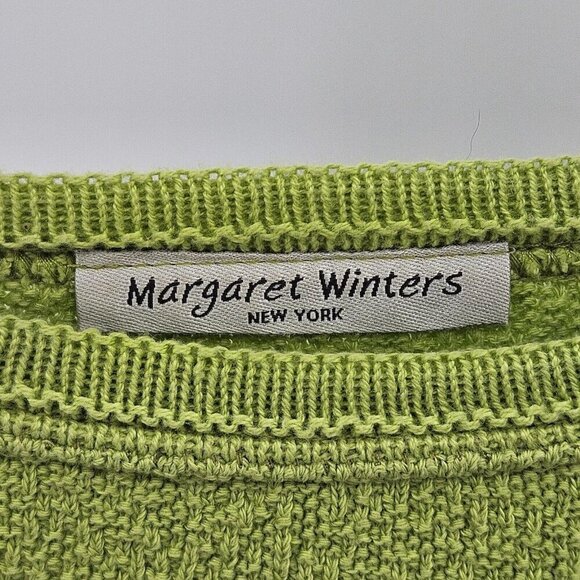 Margaret Winters Boxy Lagenlook Knit Top Green Women's Size L Artsy Relaxed Fit - Picture 6 of 11